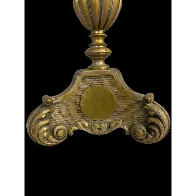 19th Century Brass Church Candelabras, Set of 2 For Sale - Image 9 of 12