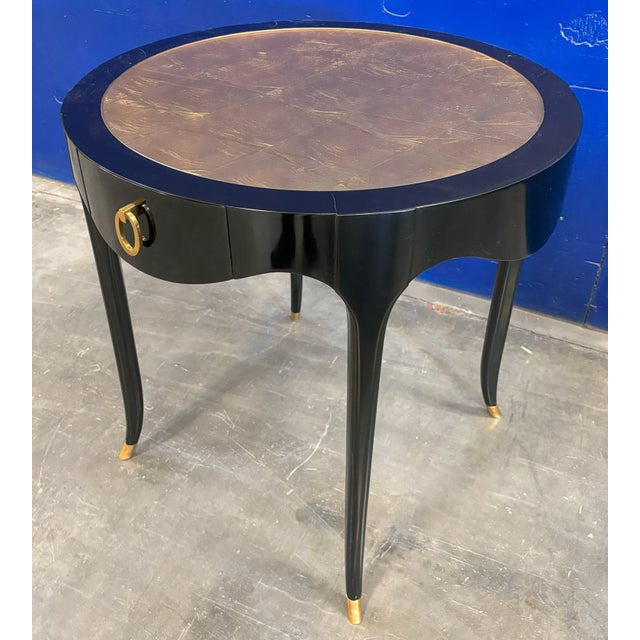 Traditional Black Lacquer and Gold Leaf With Glass Top Barry Table From the Madeline Stuart Collection For Sale - Image 3 of 9