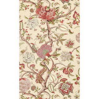 The House of Scalamandré Pondicherry Wallcovering, Turkey Red on Lime Fern For Sale