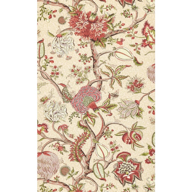 The House of Scalamandré Pondicherry Wallcovering, Turkey Red on Lime Fern For Sale