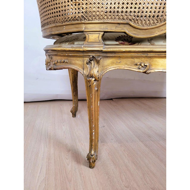 Wood Louis XV Style Golden Basket Bench, Late 19th Century For Sale - Image 7 of 18