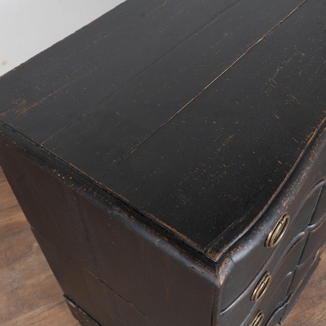 Early 19th Century Early 19th Century Black Rococo Large Oak Chest of Four Drawers, Denmark For Sale - Image 5 of 15