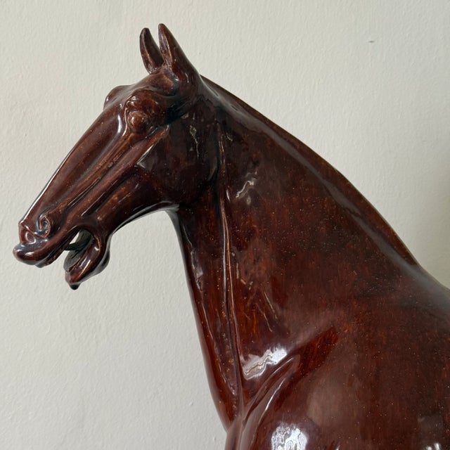 Antique Tang Sancai Terracotta Horse in Brown Glaze - Exquisite Form and Detail For Sale - Image 10 of 10