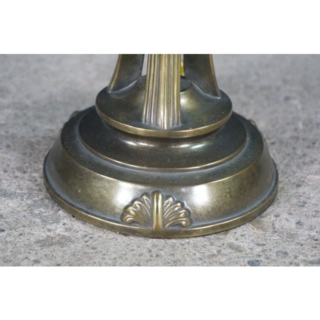 2 Art Deco Hollywood Regency Style Tapered Brass Buffet Table Lamps Pair For Sale - Image 12 of 16