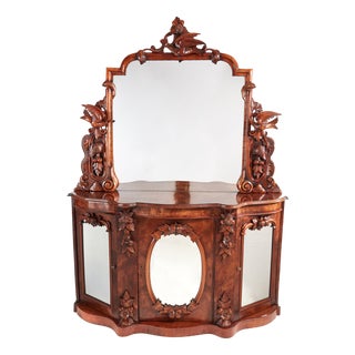 Victorian Carved Walnut Credenza For Sale