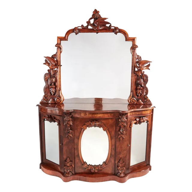 Victorian Carved Walnut Credenza For Sale