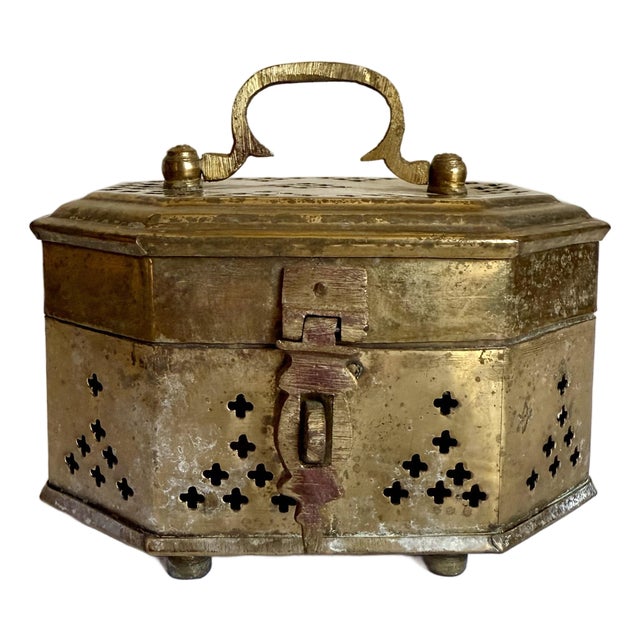 Early 20th Century Indian Pierced Brass Cricket Box For Sale