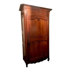 French Louis XV Style Cherry Bonnetière with Inlay Decor, 19th Century