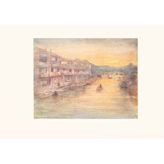 1901 Mortimer Menpes, "On the Great Canal, Osaka" Original Period Antique Print of Japan From London For Sale