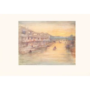 1901 Mortimer Menpes, "On the Great Canal, Osaka" Original Period Antique Print of Japan From London