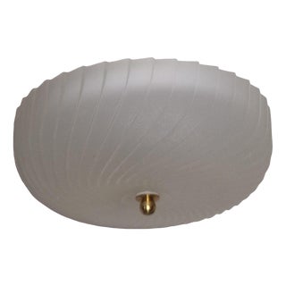 Vintage Ceiling Lamp with Frosted, Segmented Glass Shade on a Brass Mount, 1990s For Sale