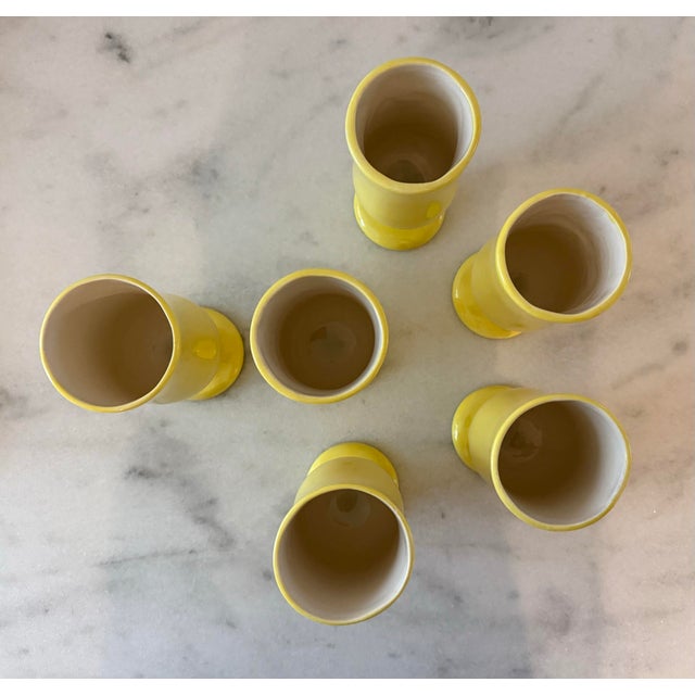 Yellow Set of 6 Vintage Yellow Pedestal Glasses For Sale - Image 8 of 12