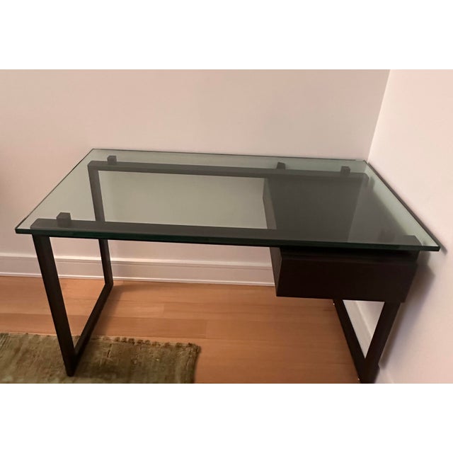 Modern Glass Table/Writing Desk From Restoration Hardware For Sale - Image 3 of 3