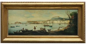 Naples, Posillipo School, Italian Landscape, 2004, Oil on Canvas, Framed