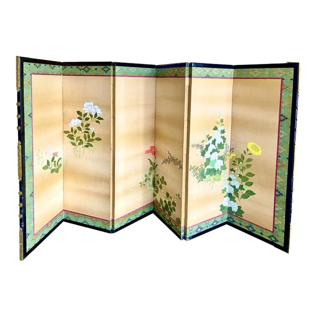 Taisho Period Japanese 6-Panel Table Screen With Custom Box, Calligraphy For Sale
