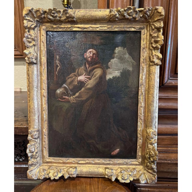 Late 18th Century 18th Century French Painting on Canvas in Gilt Frame "Saint Francois en Extase" For Sale - Image 5 of 10
