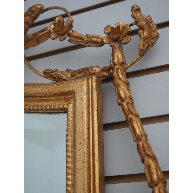 French Italian Large Vintage Louis XV Style Wall Mirror W. Gold Frame For Sale - Image 3 of 12