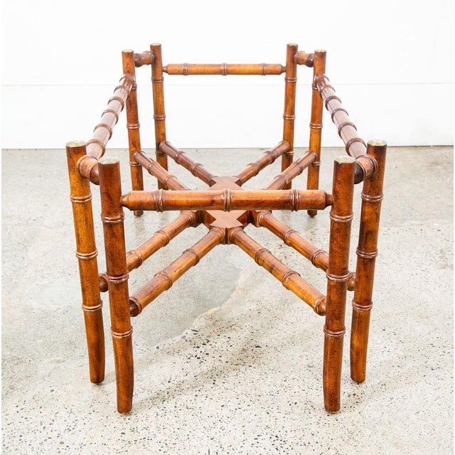 1960s Mid Century Modern Cocktail Table Coffee Side End Glass Brass Gold Bamboo For Sale - Image 10 of 11