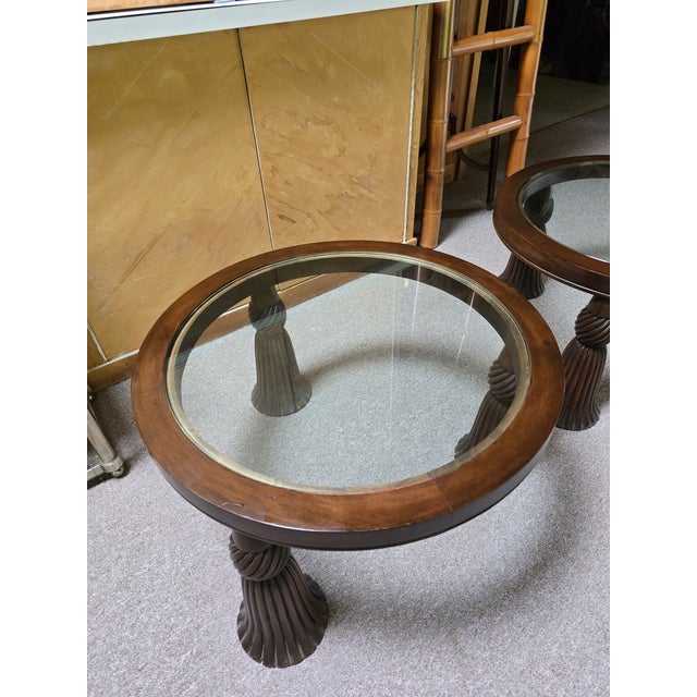 1970s 1970s Vintage Pair of Hollywood Glamour Regency Side Tables For Sale - Image 5 of 8