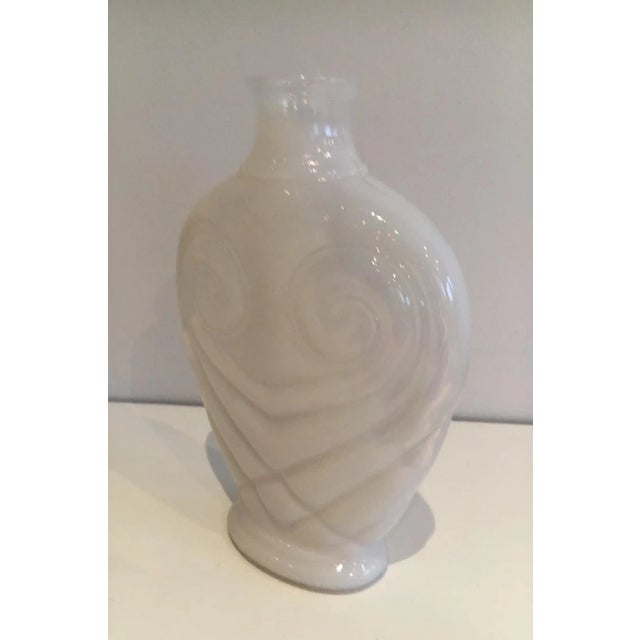 Mid-Century Modern Circa 1970 French White Opalin Glass Owl Vase For Sale - Image 3 of 7