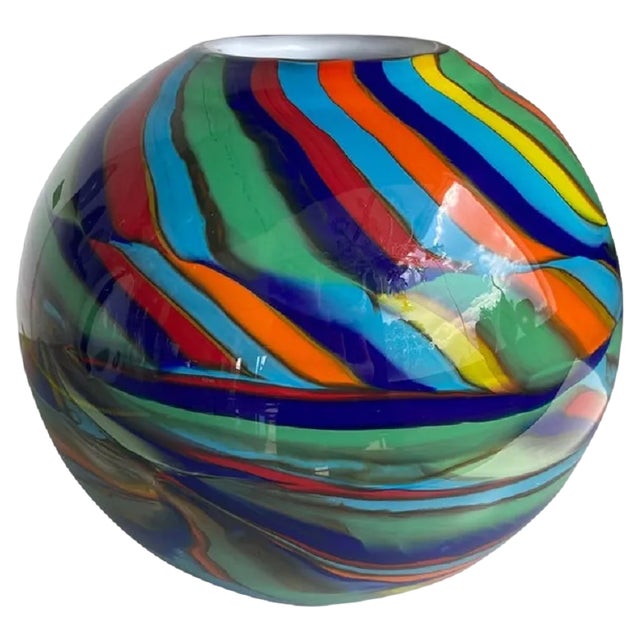Abstarct Vase with Multicolored Reeds in Murano Glass by Simoeng For Sale