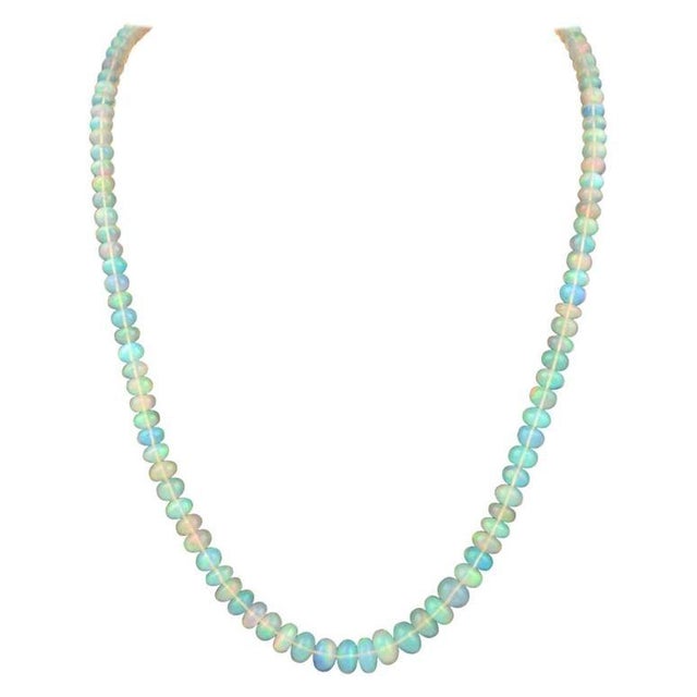 Natural Opal Faceted Bead Single Strand Necklace on Sale 14 K Gold Lobster Clasp For Sale - Image 15 of 18