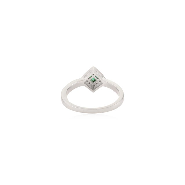 Metal Classic 925 Silver Square-Cut Natural Emerald & Diamond Ring Wedding Gift - Size 7 For Sale - Image 7 of 10