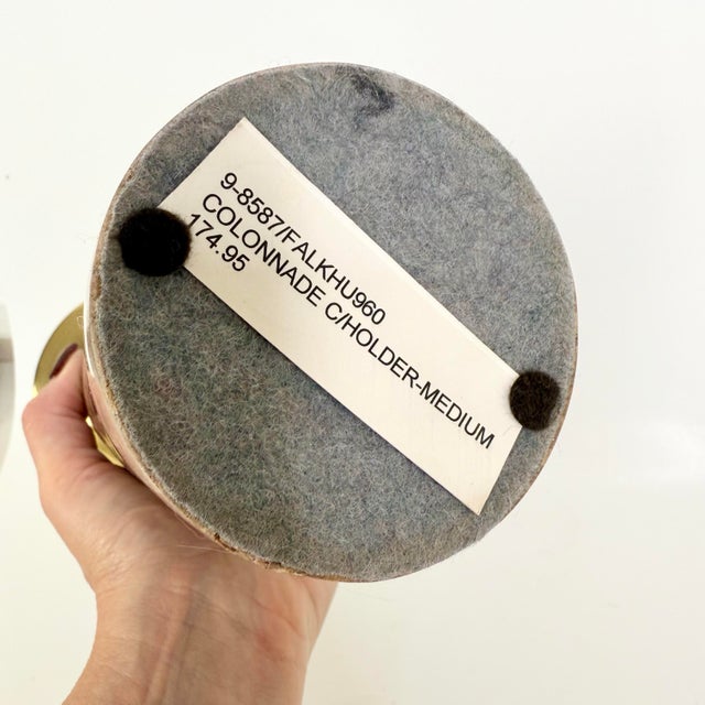 Stone Vintage Modern Stone Candleholder Onyx Stone Marbled Brass Hollywood Regency For Sale - Image 7 of 11