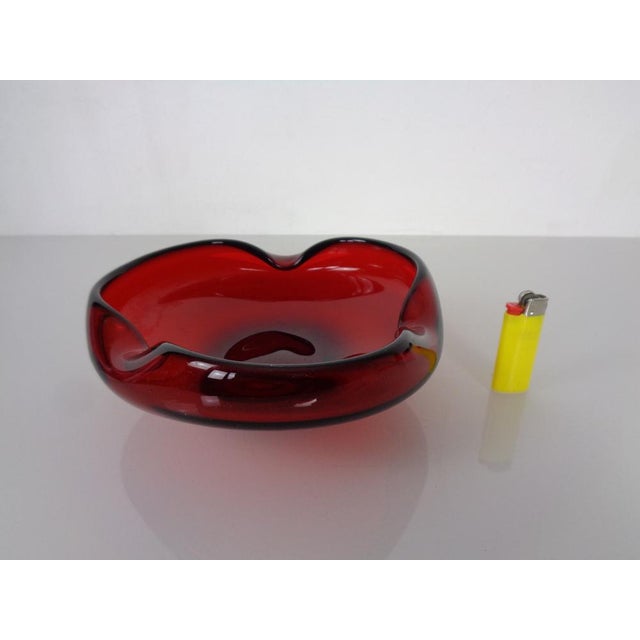 Glass Red Sommerso Murano Glass Bowl or Ashtray, Italy, 1960s For Sale - Image 7 of 18