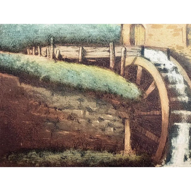 Old Dutch Watermill Etching W/ Aquatint by Van Delft c.1930 For Sale - Image 11 of 12
