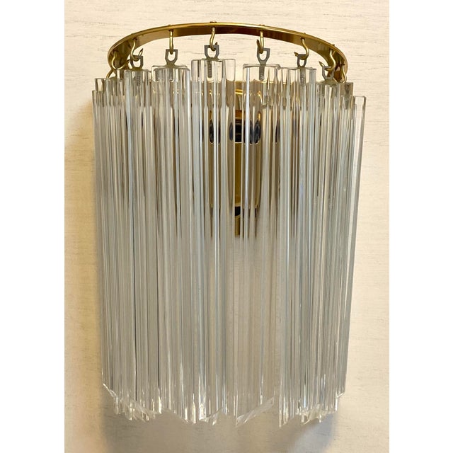 Paolo Venini Set of Four Venini Murano Glass and Brass Wall Sconces, Mid-Century Modern For Sale - Image 4 of 8