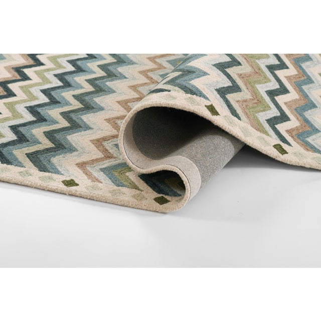 Erin Gates by Momeni Abbot Blue Chevron Wool Rug 2'3" X 8' Runner For Sale - Image 12 of 12