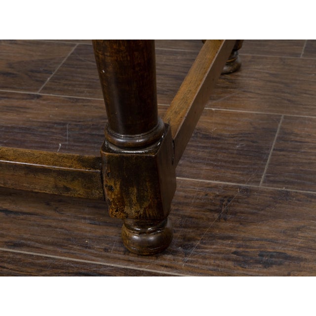 English 19th Century Walnut Table with Single Drawer and Column Shaped Legs For Sale - Image 12 of 12