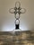 Gothic Handmade Crystal Cross Assemblage Sculpture on Embossed Clear Glass Flask For Sale - Image 3 of 7