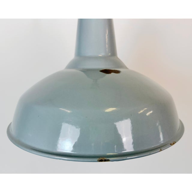 Vintage British Industrial Grey Enamel Factory Pendant Lamp, 1960s For Sale - Image 4 of 18