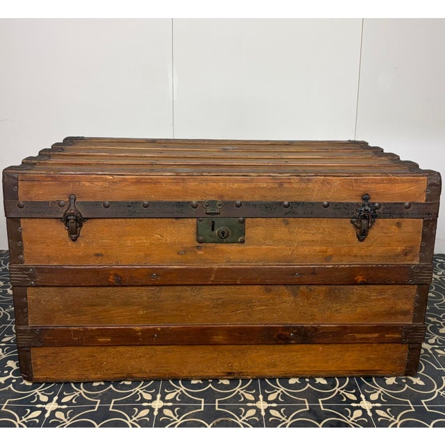Antique Wooden Steamer Trunk, 1890s For Sale - Image 15 of 15
