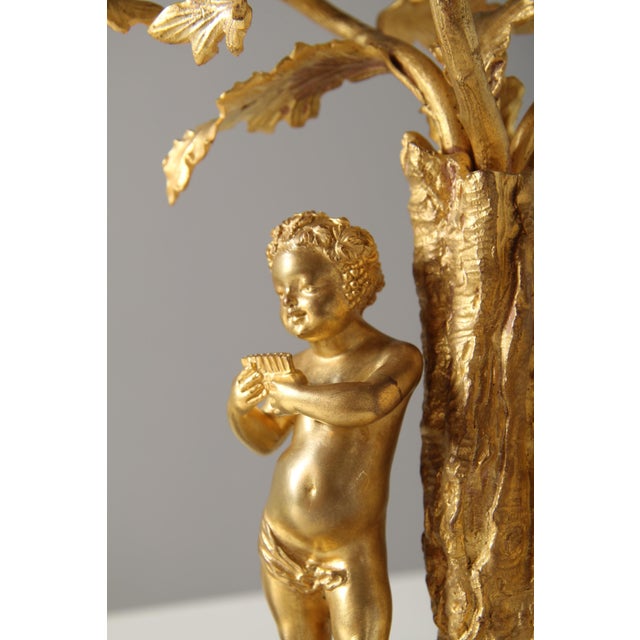 Metal Rococo-Style Candelabras with Musical Cherubs, Set of 2 For Sale - Image 7 of 18