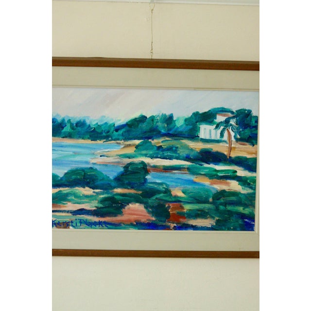 Mid-Century Modern Kersti Flyckt, Mediterranean Landscape, 1960s, Oil on Canvas, Framed For Sale - Image 3 of 11