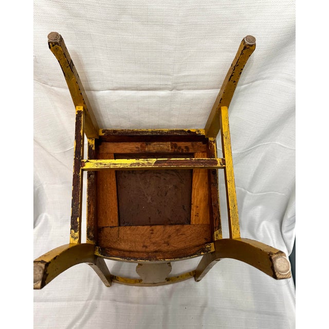 Goldenrod Antique Grand Rapids Farmhouse Side Chair by Heyman Co. - Distressed Goldenrod Yellow For Sale - Image 8 of 9