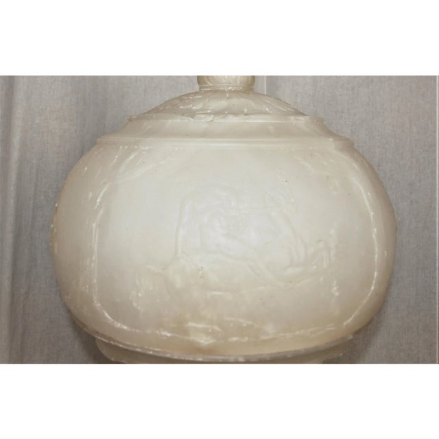 1910s Antique Large Alabaster Table Lamp With Globe Shade For Sale - Image 5 of 11