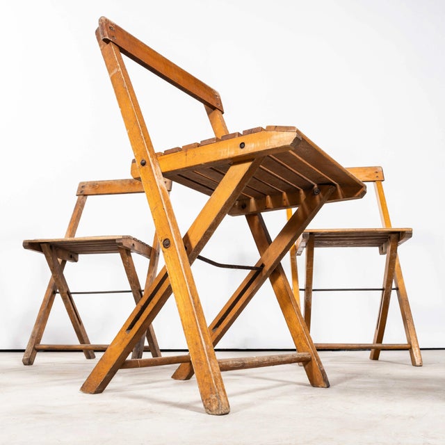Vintage Beech Bar Back Folding Chair, 1960s, Set of 4 For Sale - Image 3 of 11