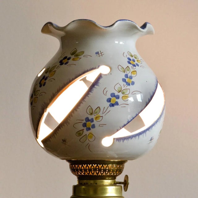 Large Hand-Painted Hand-Painted Lamp from Moustiers, 1930s For Sale - Image 9 of 11