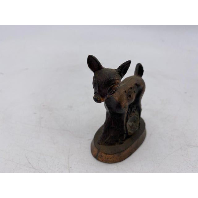 Mid 20th Century Ceramic Copper Wood Deer Figural Collection, Lot of 5 For Sale - Image 4 of 6