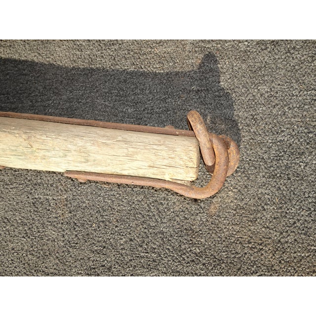 Antique Hand Forged Ox Yoke Primitive Western Farm Tool W Iron Rings Room Decor For Sale - Image 18 of 18