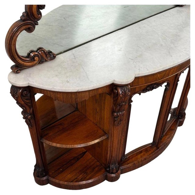 Antique English Mahogany Marble-Top Credenza, 1800s For Sale - Image 3 of 13