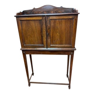 Antique 19th Century Solid Rosewood Cabinet on Stand. Two Parts For Sale