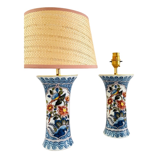 Antique Table Lamp from Royal Tichelaar Makkum, 1930, Set of 2 For Sale