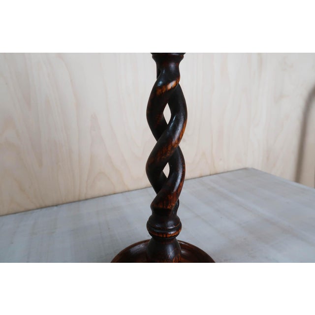 1920s Large Antique English Oak Barley Twist Candlesticks, 1920, Set of 2 For Sale - Image 5 of 8