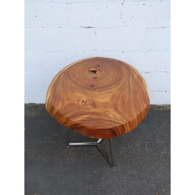 Rustic Rustic Natural Live Edge Wood Tree Slice Side Small End Coffee Table 6890 For Sale - Image 3 of 17