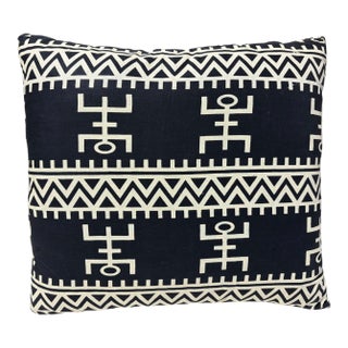 African Custom Made Black and White Kente Cloth Pillow 20" For Sale